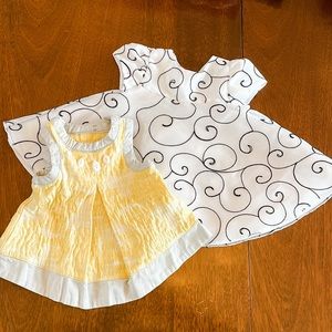 0-3 months 2 baby girl dresses yellow gray black white super cute infant bundle